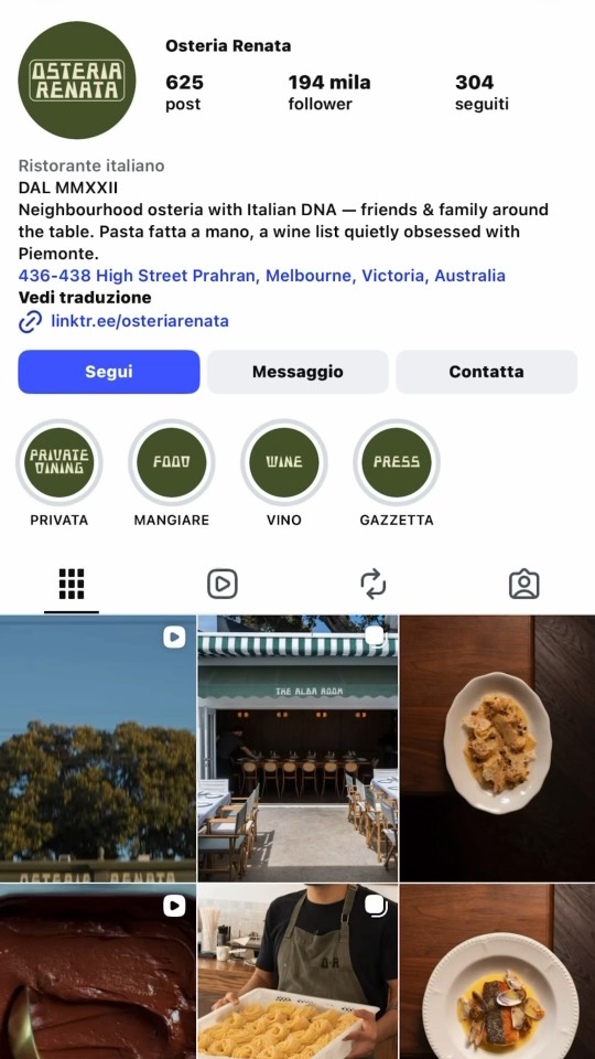 Osteria Renata — anteprima dell'analisi